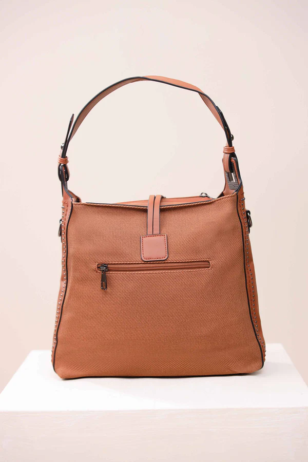brown hand bag