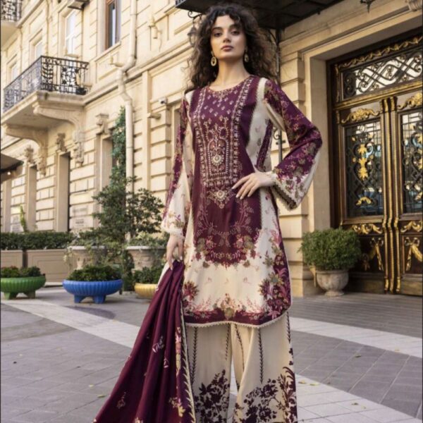 12 3 Piece Embroidered Linen Dress (Winter Collection)