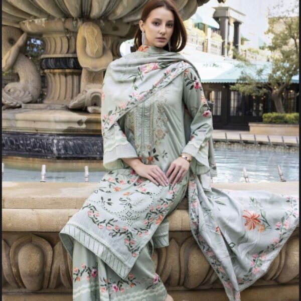 15 3 Piece Embroidered Linen Dress (Winter Collection)