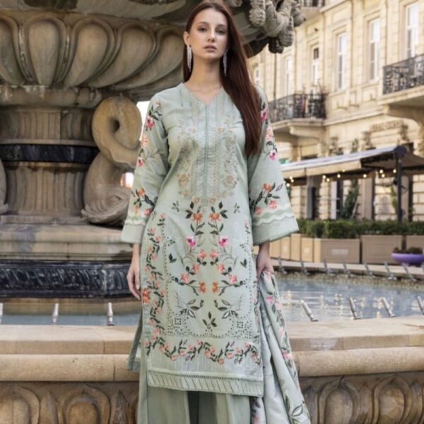 16 3 Piece Embroidered Linen Dress (Winter Collection)