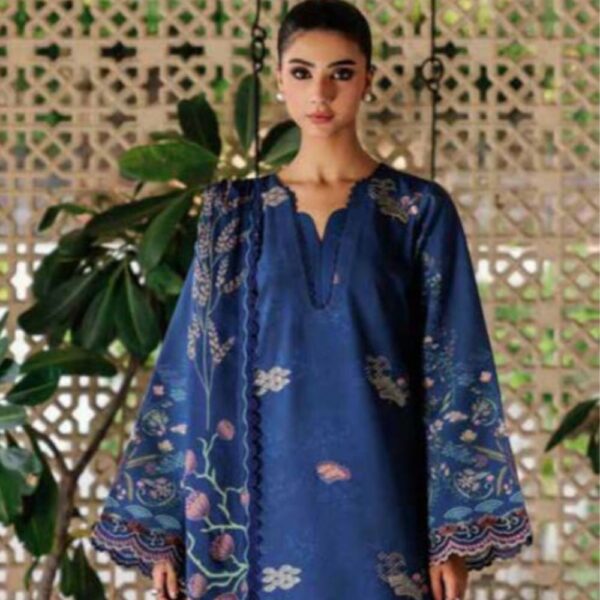18 3 Piece Embroidered Linen Dress (Winter Collection)