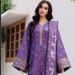 3 Piece Embroidered Linen Dress (Winter Collection)