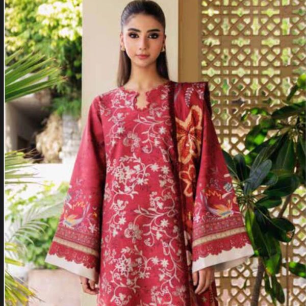 23 3 Piece Embroidered Linen Dress (Winter Collection)