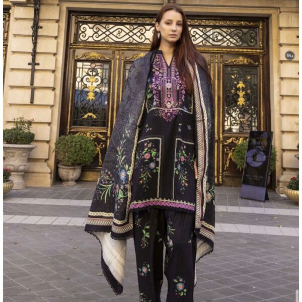 3 3 Piece Embroidered Linen Dress (Winter Collection)