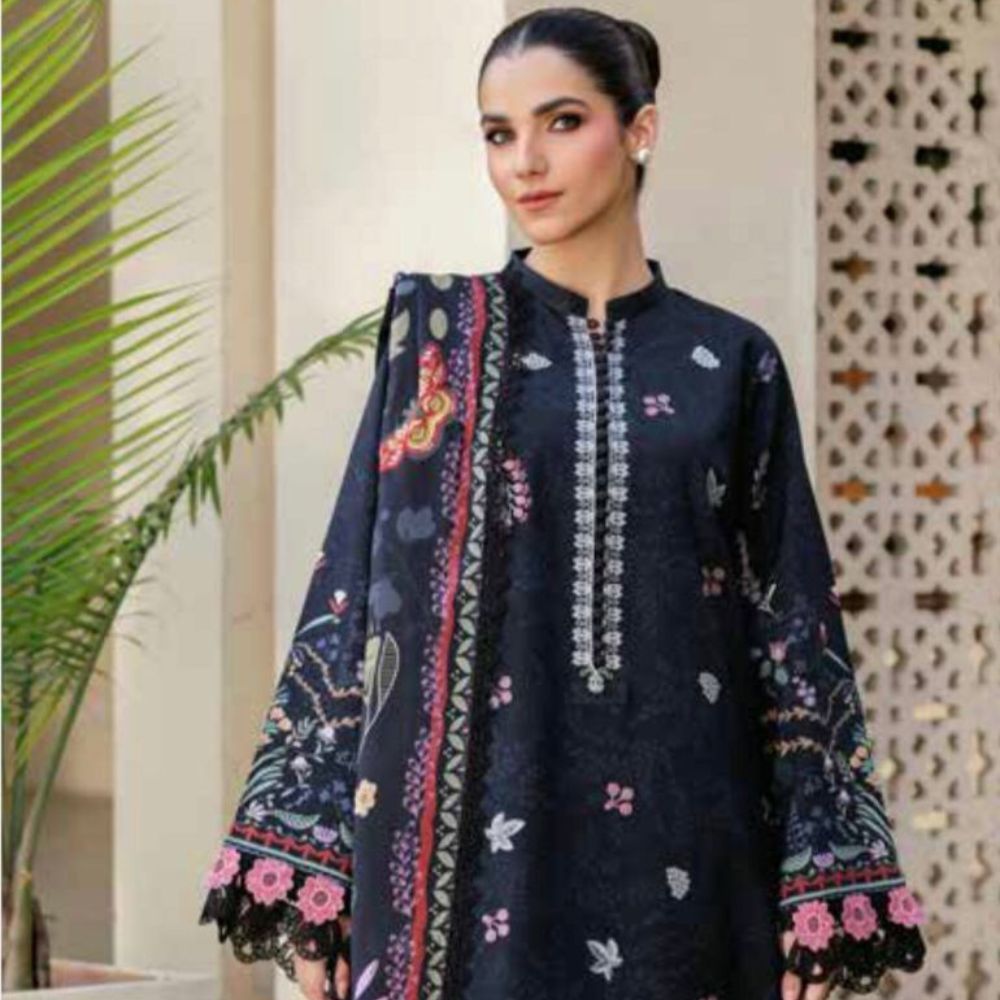 3 Piece Embroidered Linen Dress (Winter Collection)