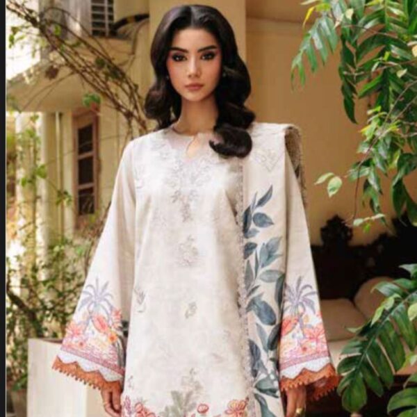 3 Piece Embroidered Linen Dress (Winter Collection)