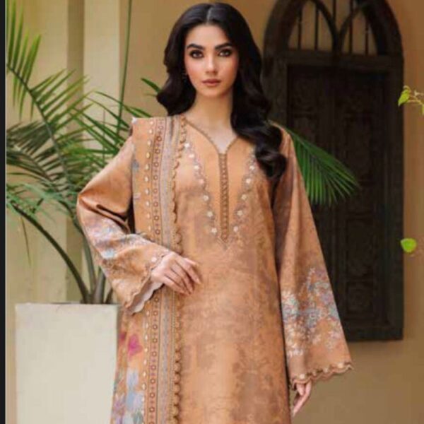 33 3 Piece Embroidered Linen Dress (Winter Collection)