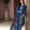 digital printed embroidered 3 piece suit – winter collection (dark teal blue)