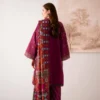 digital printed embroidered 3 piece suit – winter collection (dark magenta)