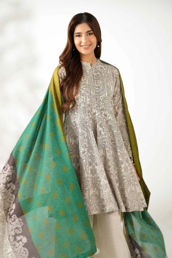 digital printed embroidered 3 piece suit – winter collection