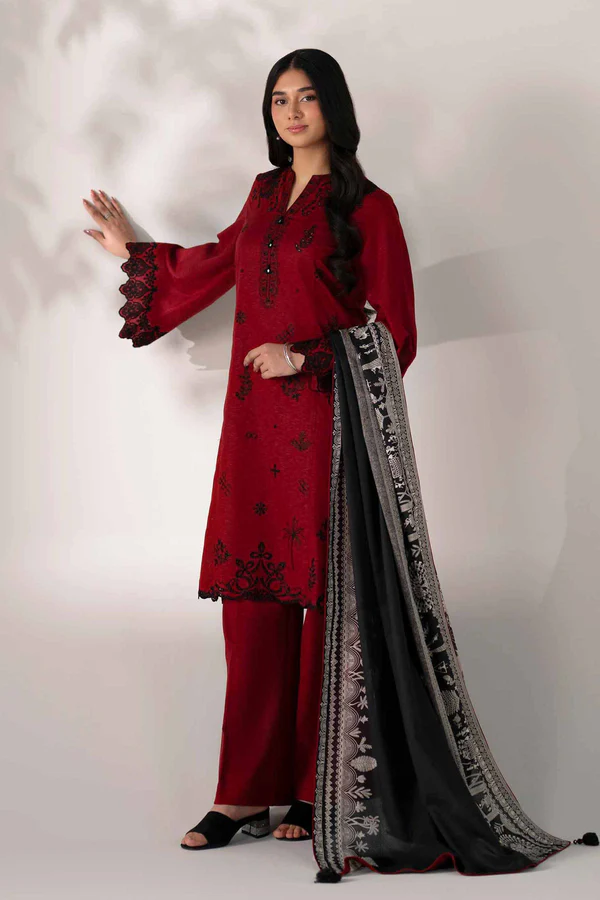 digital printed embroidered 3 piece suit – winter collection