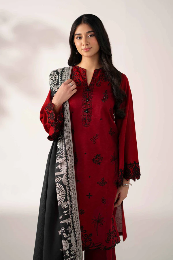 digital printed embroidered 3 piece suit – winter collection