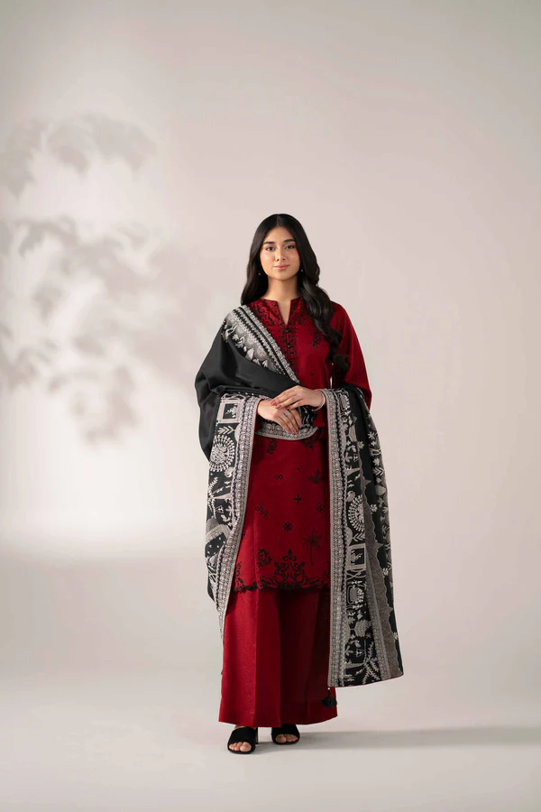 digital printed embroidered 3 piece suit – winter collection