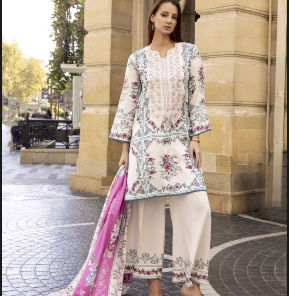 5 3 Piece Embroidered Linen Dress (Winter Collection)
